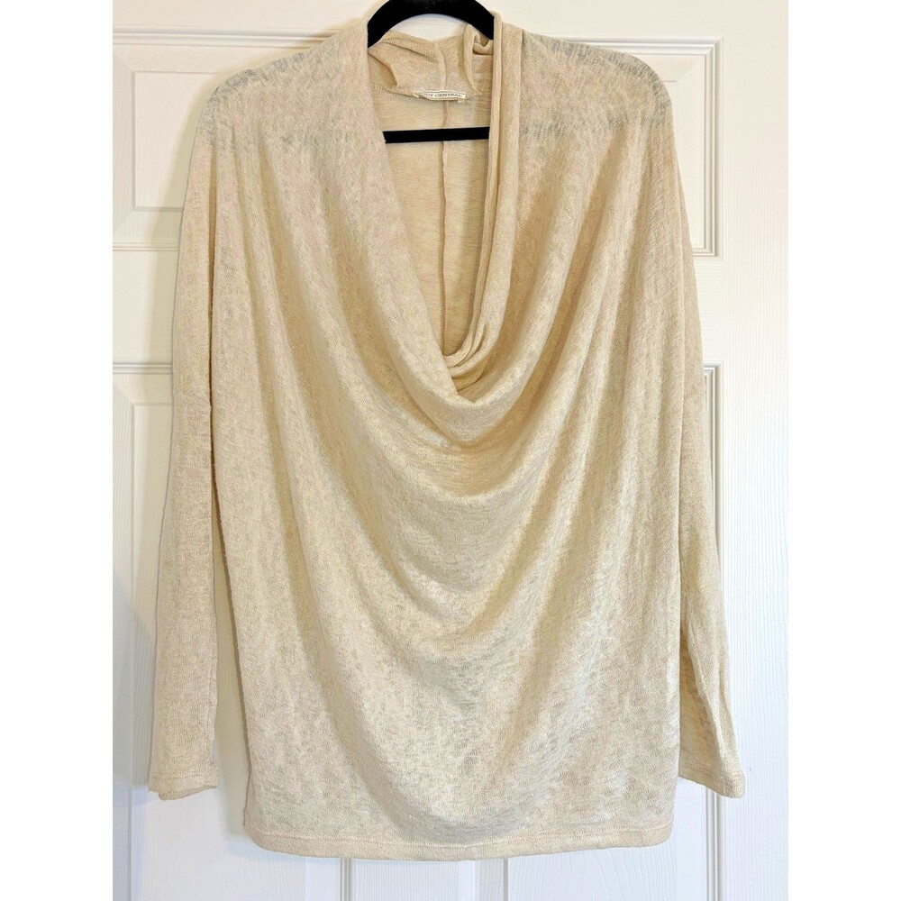 Vintage Body Central Beige Tan Cowl Neck Lightweight Sheer Shirt One Size
